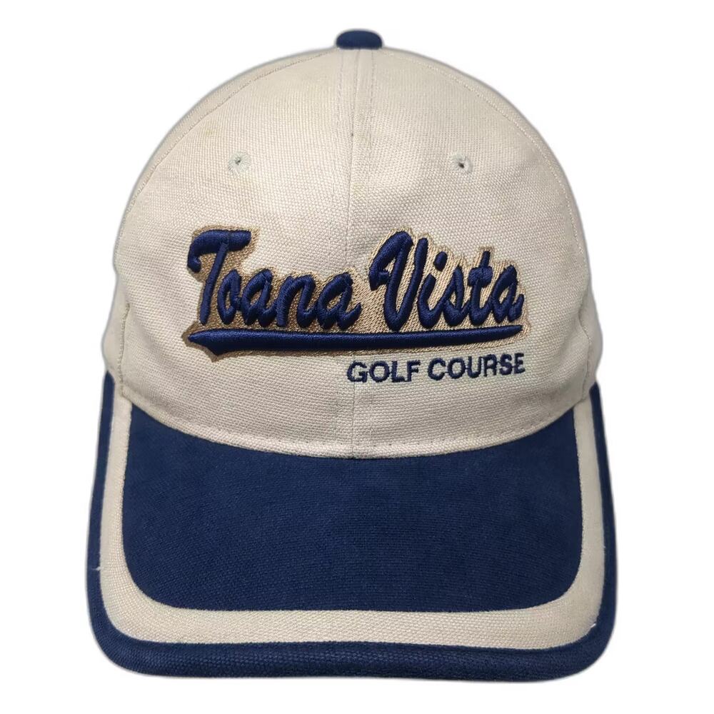 Town Talk Toana Vista Golf Course Baseball Cap Beige Blue Slideback OS Hat